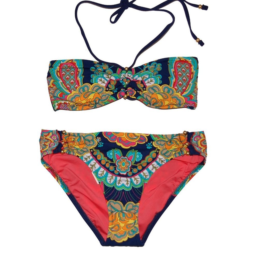 NWT Nanette Lepore Utopia Bandeau Top XS  & Bikini Bottom S Set